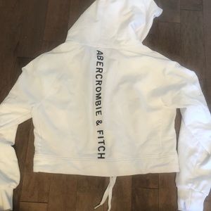 Abercrombie & Fitch cropped white sweater with drawstring